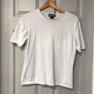 Lands' End Women's M 10-12 100% Cotton Blue Crew Neck Short Sleeve Knit Top